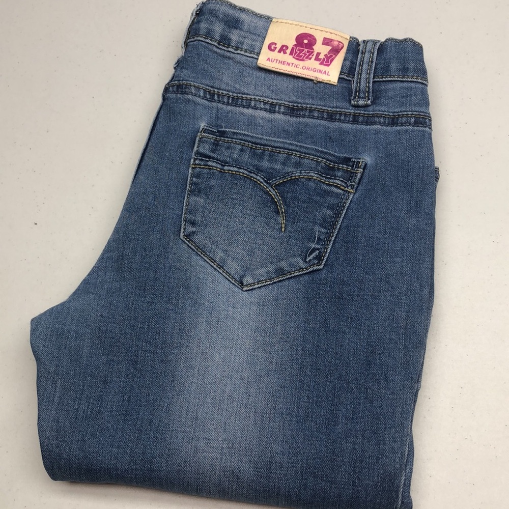 DISTRESS GIRLS GRIZZLY MID-RISE SLIM FIT JEANS 16(GIRLS)x25 ⭐️